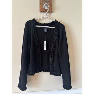 NWT Jones Wear Womens Size XL Black On Broadway Cardigan Sweater Sparkly